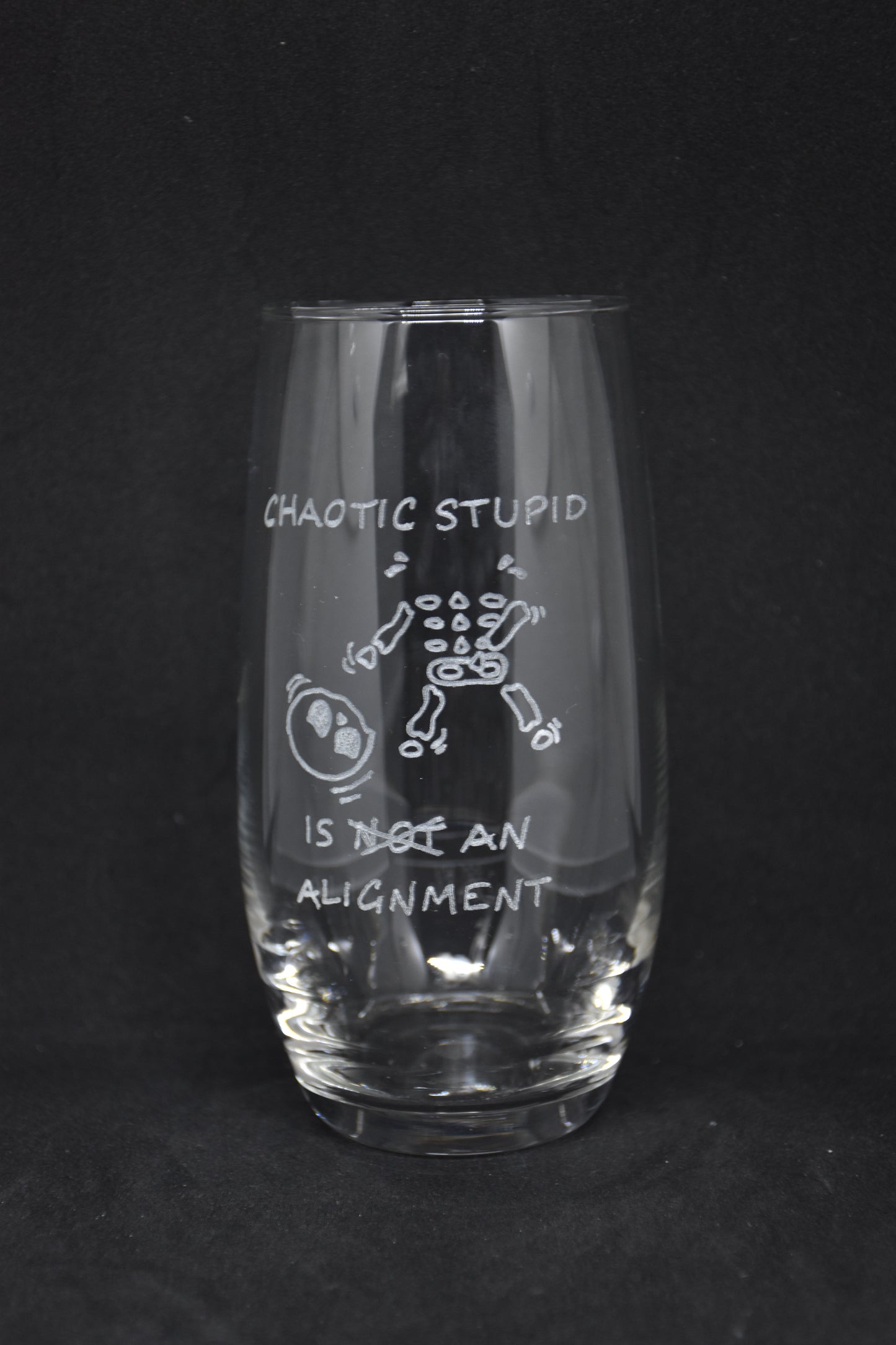 Chaotic Stupid Skeleton - TTRPG Gegraveerde Glazen