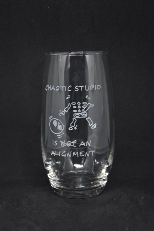 Chaotic Stupid Skeleton - TTRPG Gegraveerde Glazen